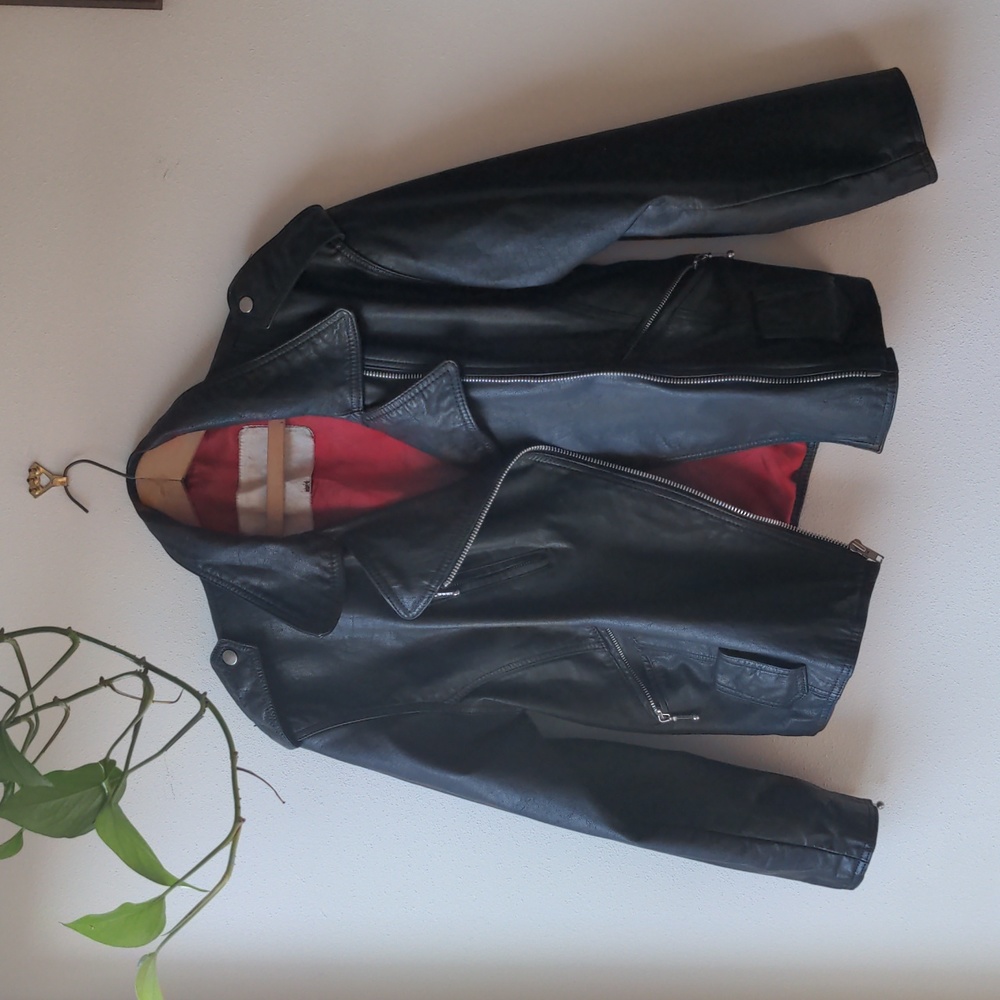 Vintage Oversized Black Leather Jacket